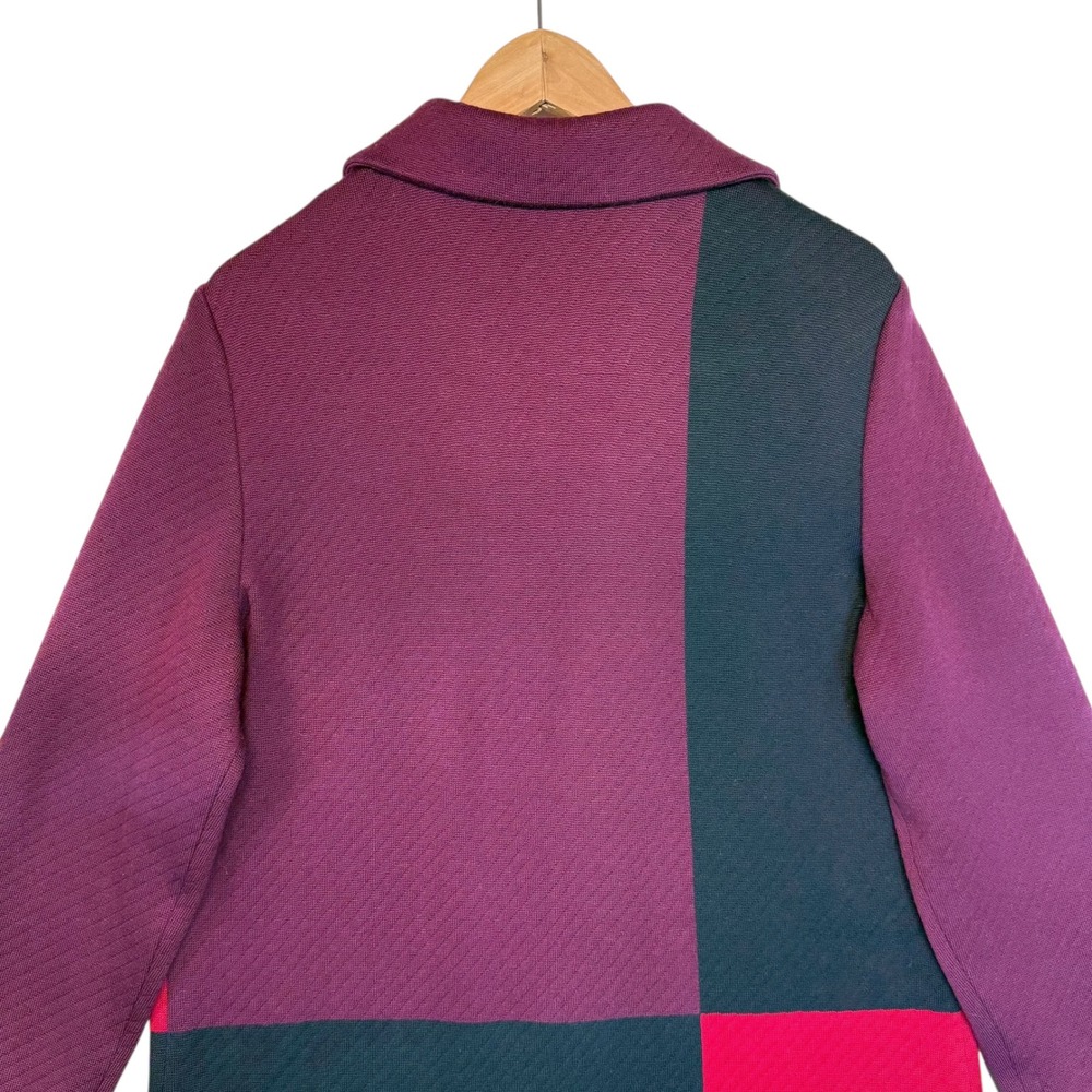 St. John Patchwork Colorblock Knit Wool Twill Coa… - image 7